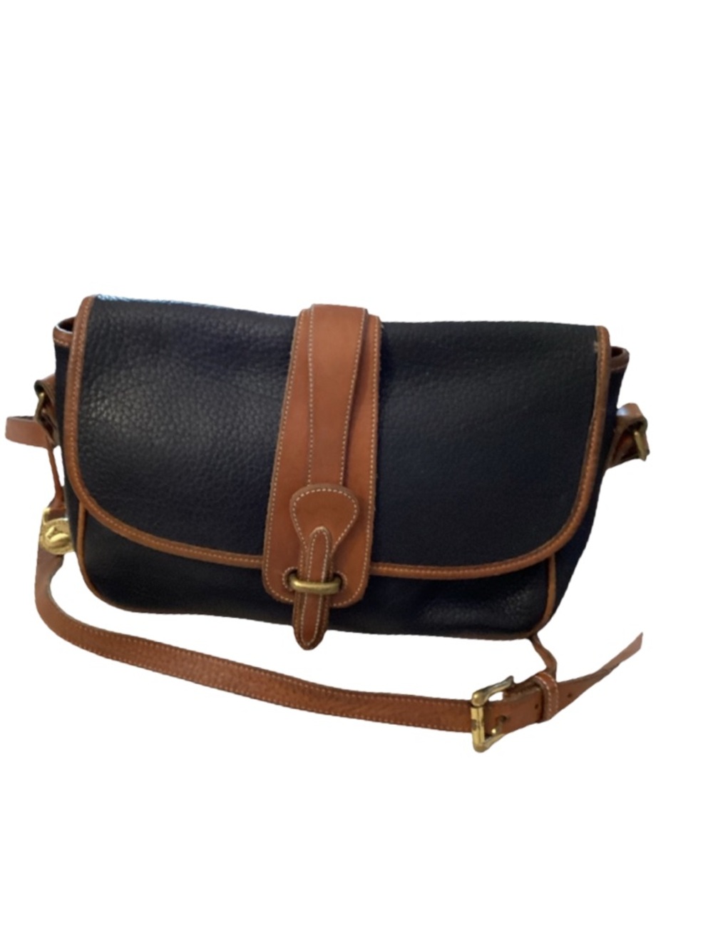 Dooney Bourke Vintage Pebble Leather Black & Brown  Crossbody Bag